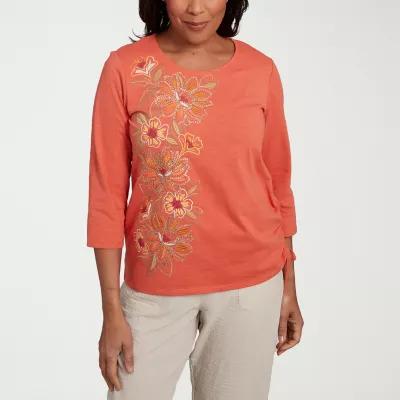 Alfred Dunner Copper Canyon Womens Crew Neck 3/4 Sleeve T-Shirt Product Image