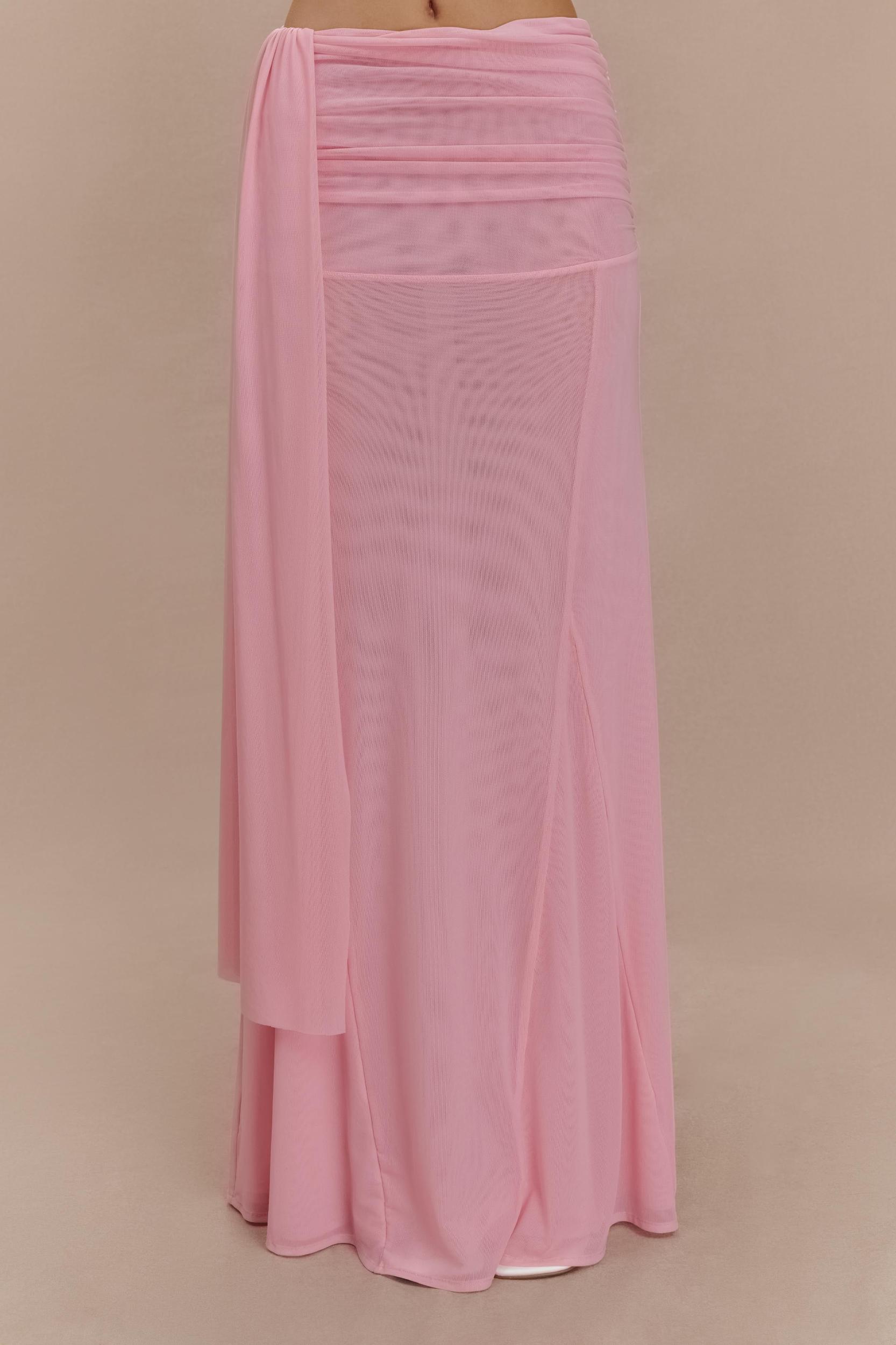 Arna Mesh Maxi Skirt - Candy Pink Product Image