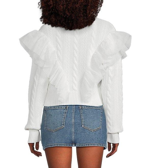 GB Mesh Tulle Cable Knit Sweater Product Image