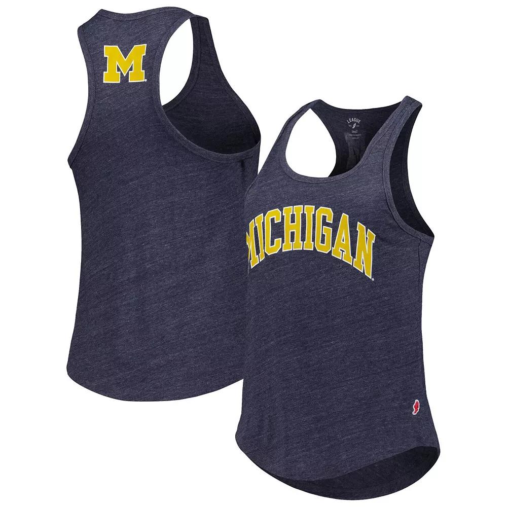 Women's League Collegiate Wear Heather Navy Michigan Wolverines Two-Hit Intramural Tri-Blend Scoop Neck Racerback Tank Top, Size: Large, Blue Product Image