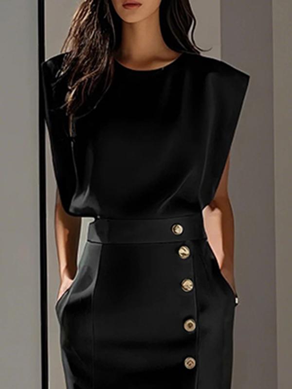 High Waisted Loose Split-Front Split-Joint Skirts Product Image