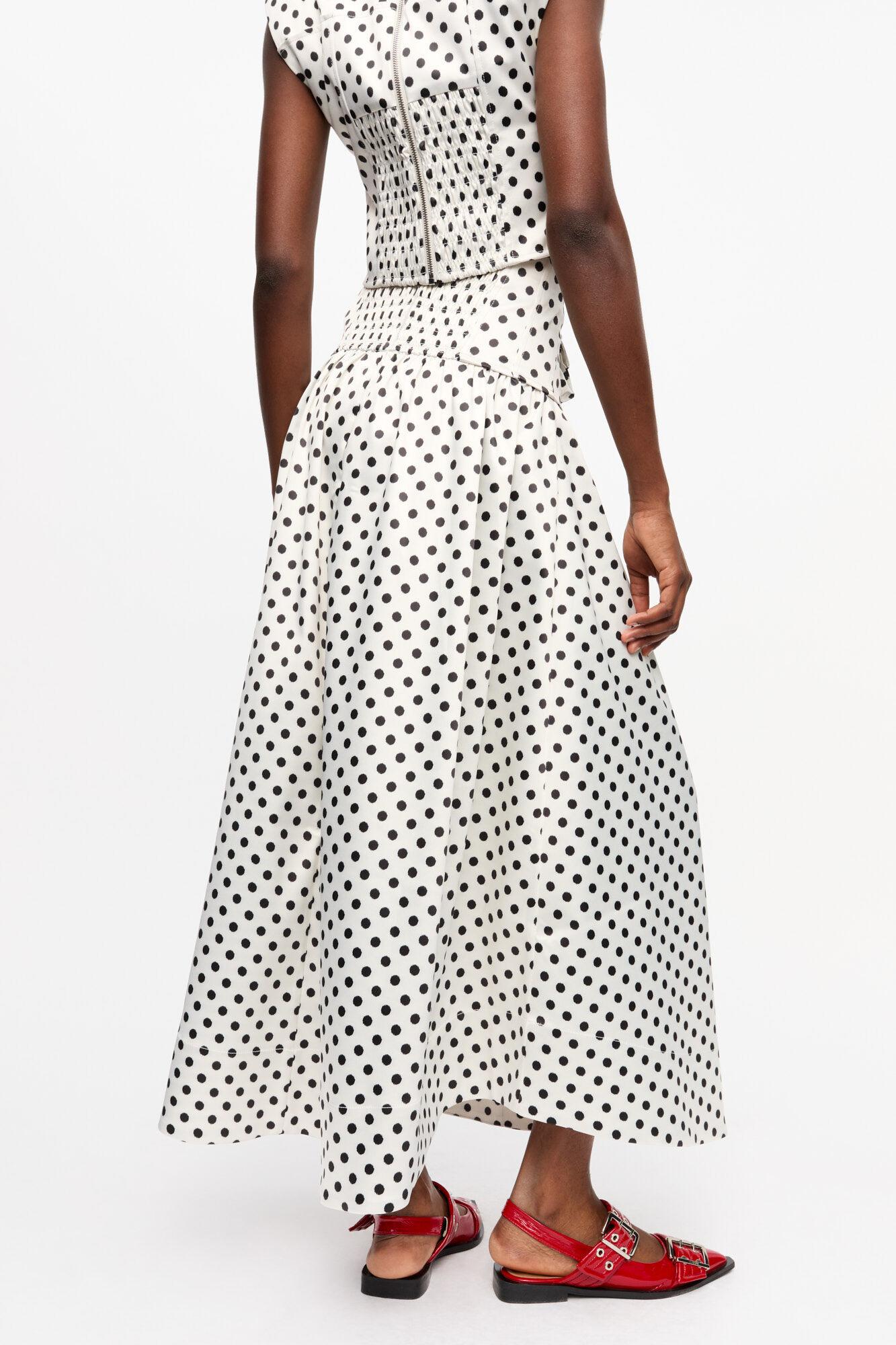 Polka-dot Double Satin Long Pocket Skirt Product Image