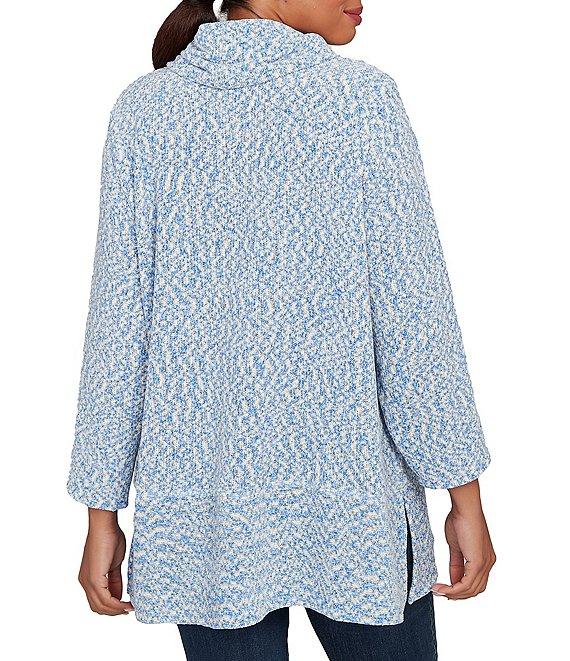 Ruby Rd. Petite Size Chenille Space-Dye Cowl Neck 3/4 Sleeve Top Product Image