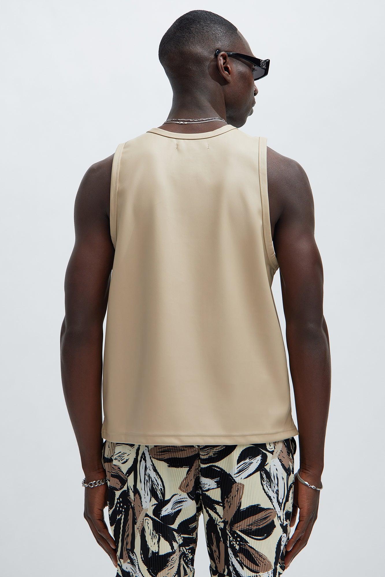 Erickson Faux Leather Tank - Tan Product Image