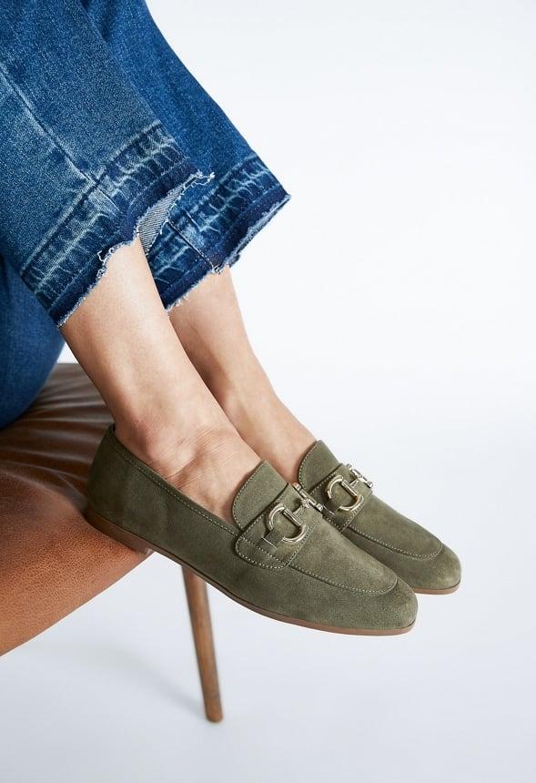 JustFab Margaux Platform Loafer Pump Womens Black/ White Size 8.5 Product Image