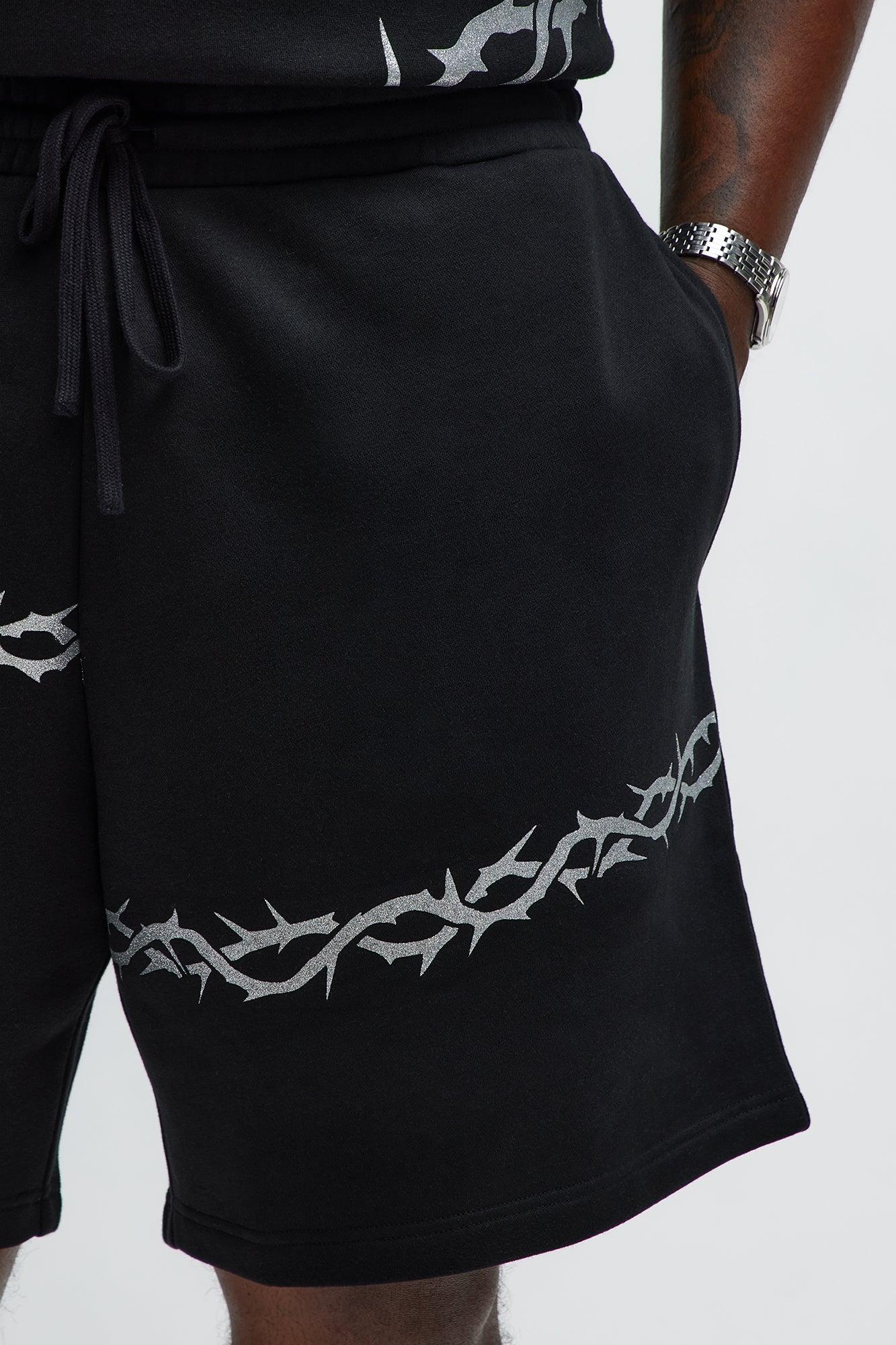 Tyson Relaxed Barbed Wire Shorts - Black Male Product Image