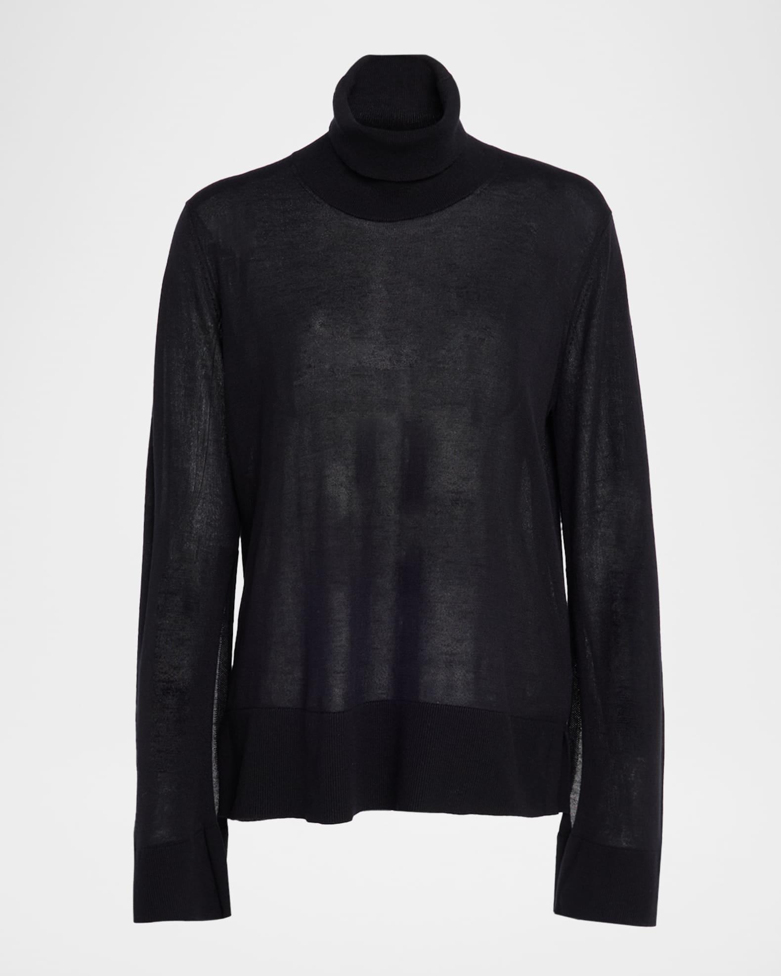 Turtleneck Slit-Sleeve Cashmere-Blend Sweater Product Image