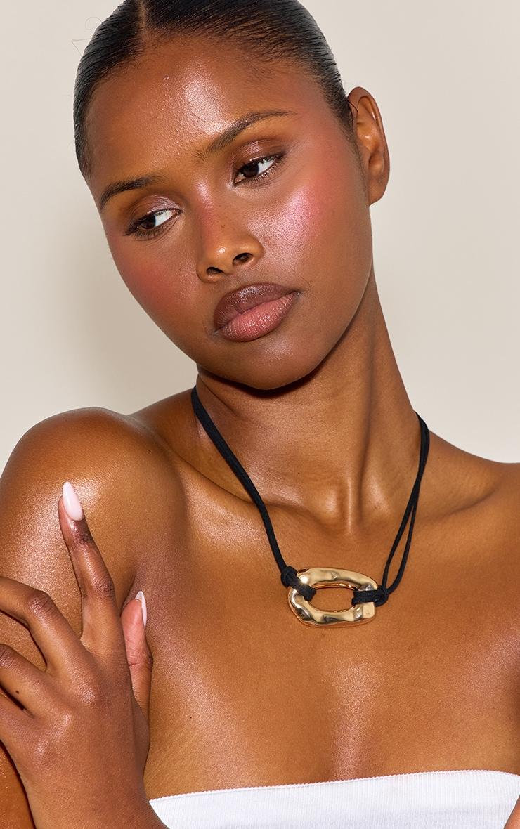 Gold Abstract Oval Statement Necklace Product Image