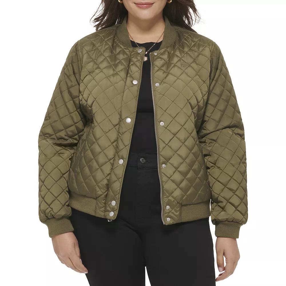 Plus Size Levis Quilted Sherpa Diamond Bomber Jacket, Womens Product Image