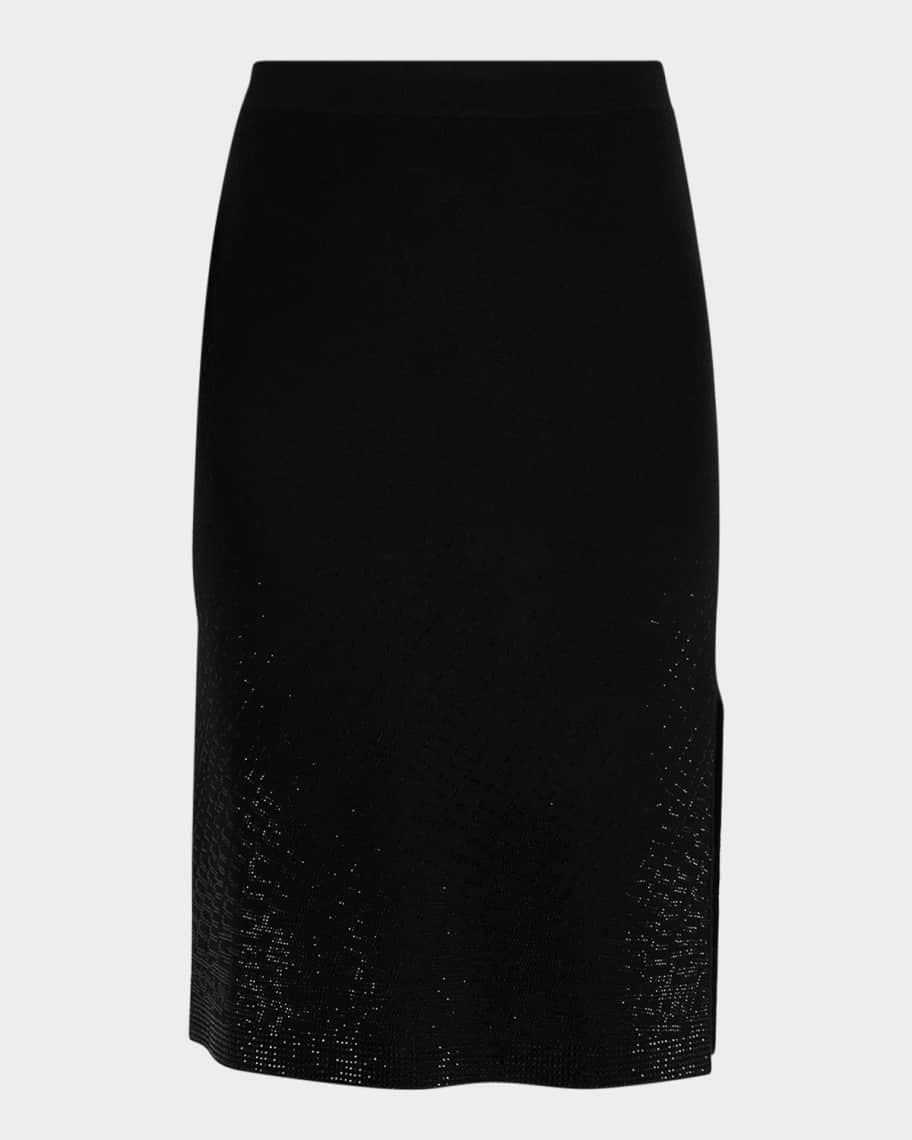 Cashmere Rhinestone-Embellished Pencil Skirt Product Image