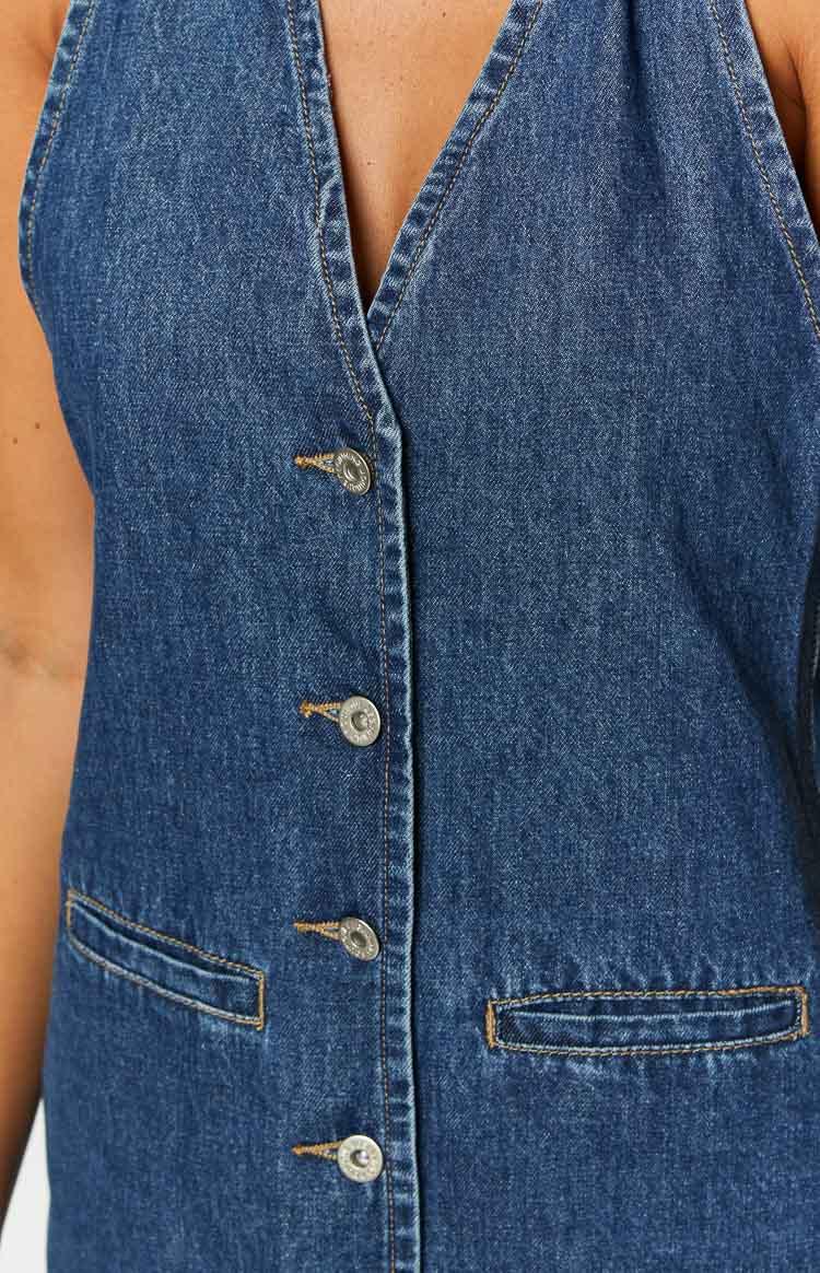 Corbin Denim Halter Neck Mini Dress Baby Product Image