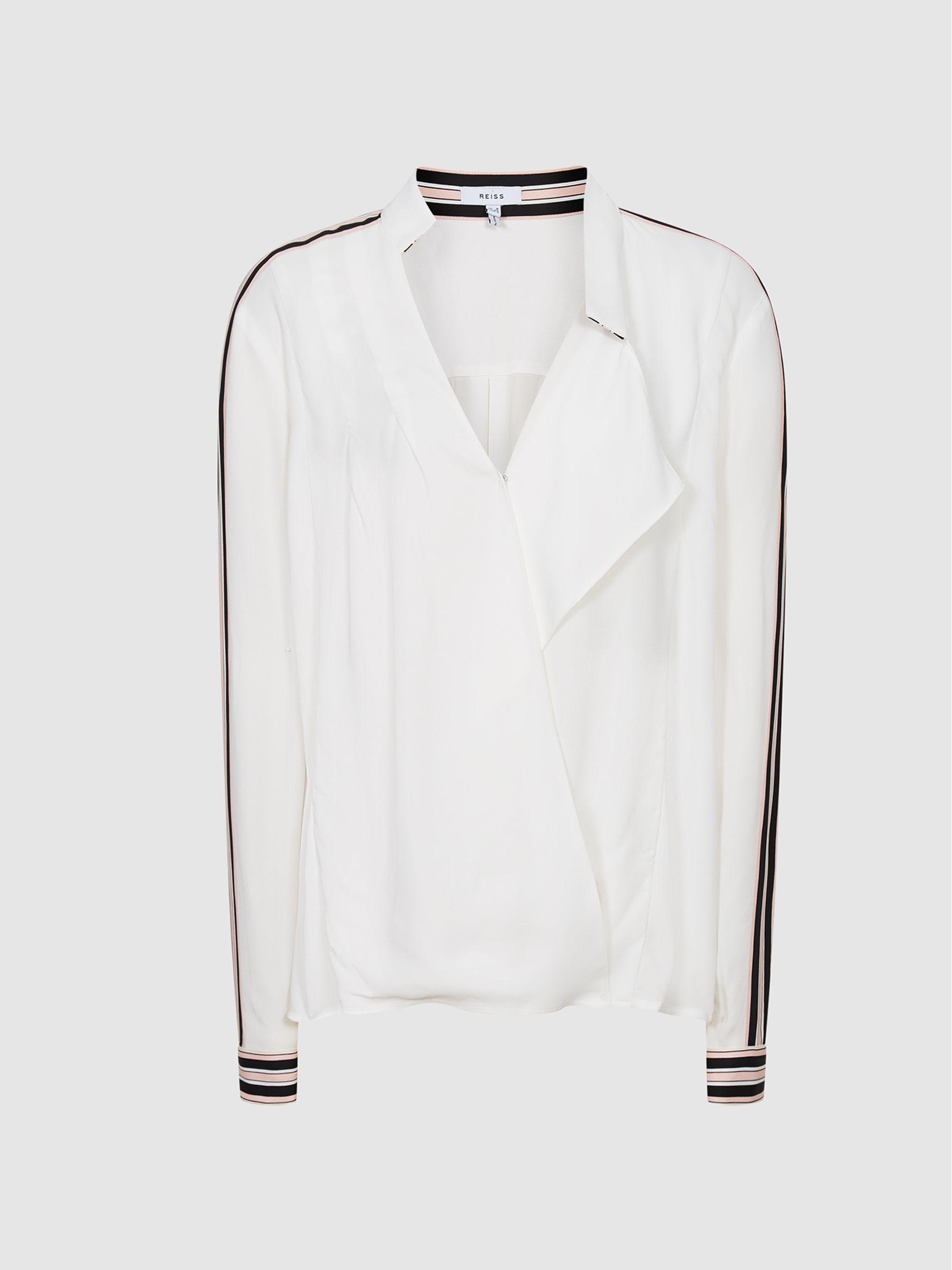 Colourblock Detail Blouse in White Product Image