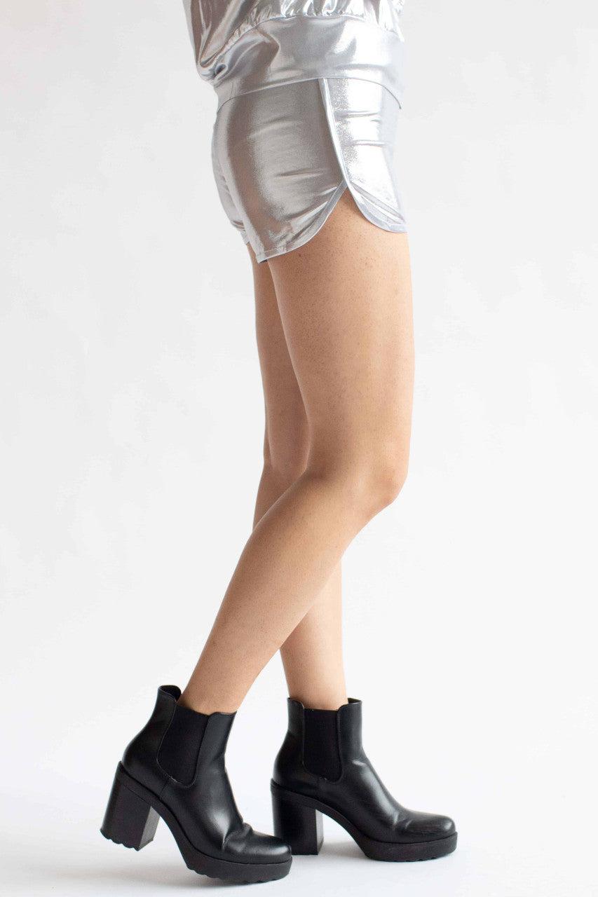 Silver Metallic Dolphin Shorts Product Image