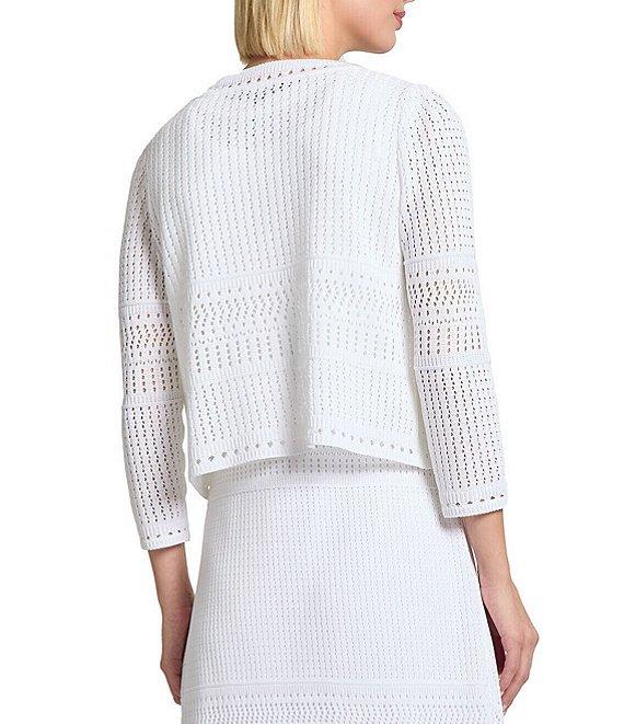 MISOOK Pointelle Knit Round Neck Bracelet Sleeve Jacket Product Image