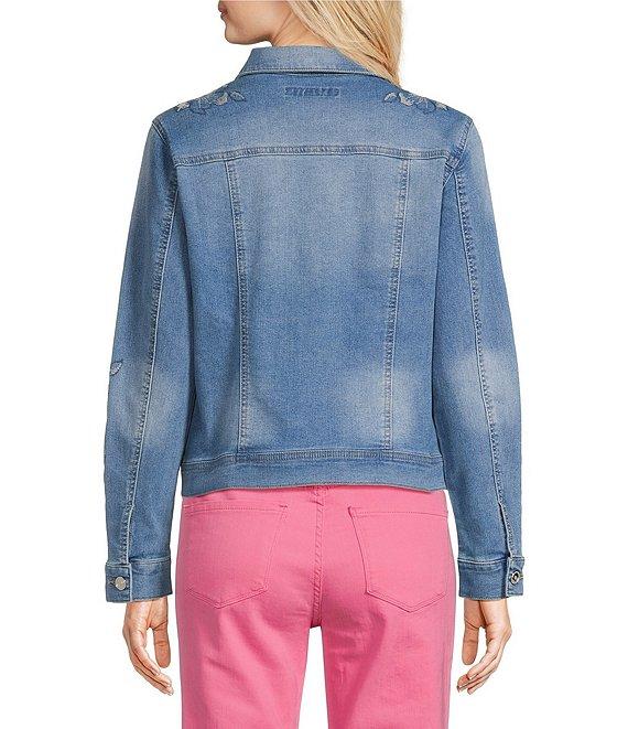 Code Bleu Embroidered Denim Point Collar Long Sleeve Classic Jacket Product Image
