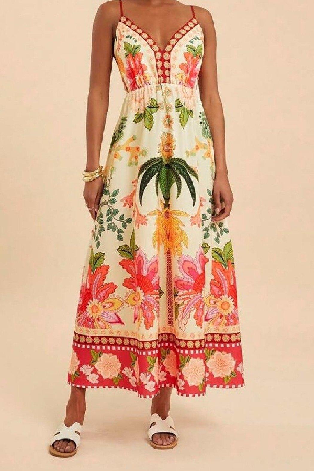 Palm Tree Print Maxi Dress Product Image