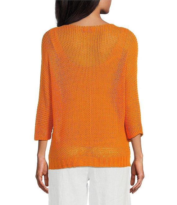 M Made in Italy V-Neck 3/4 Sleeve Knit Top Product Image