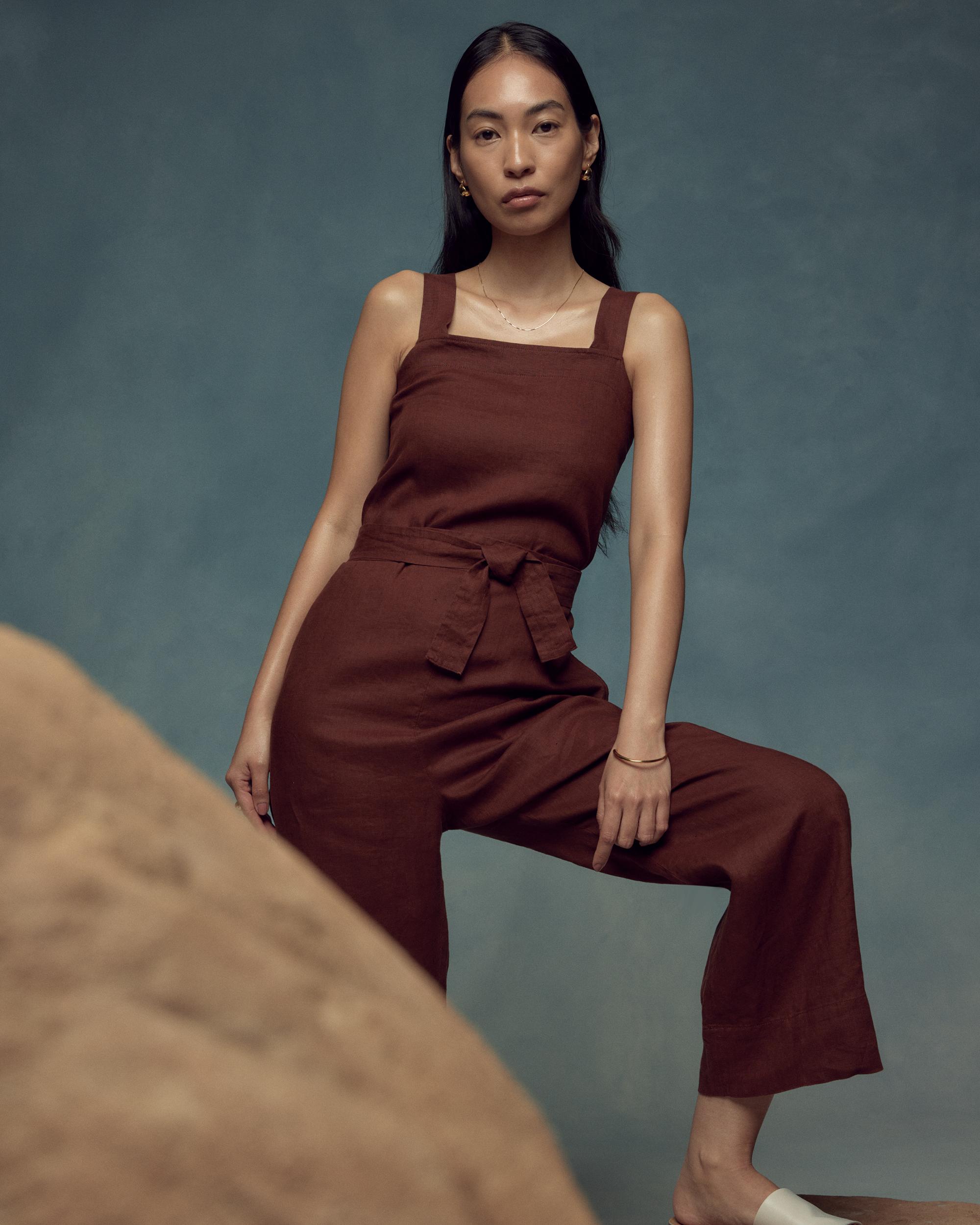 Quince | Women's 100% European Linen Square Neck Jumpsuit Product Image