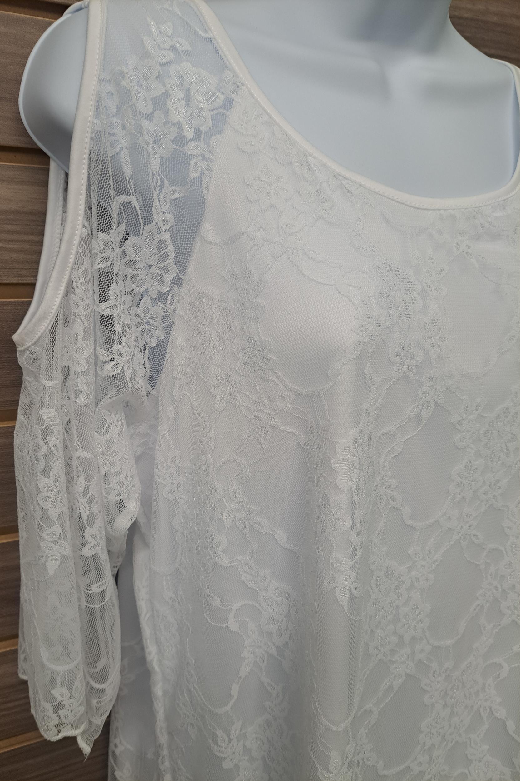 Lace cold shoulder pull over inside bodice cover Product Image