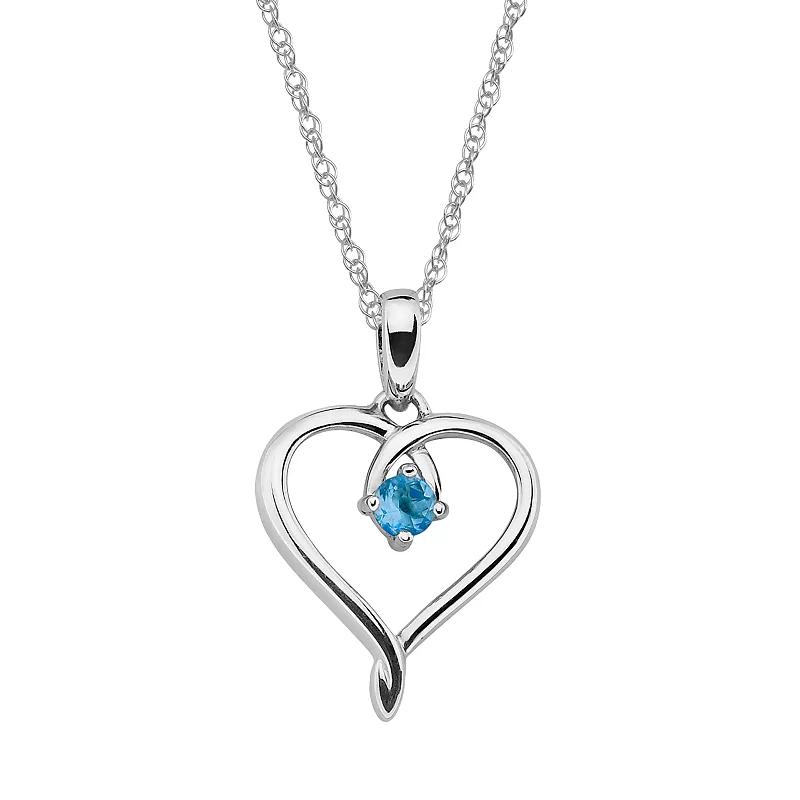 Boston Bay Diamonds Sterling Silver Aquamarine Openwork Heart Pendant, Womens Blue Product Image