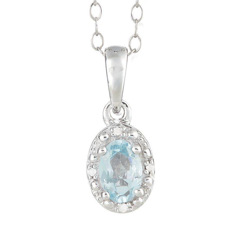 Celebration Gems Sterling Silver Sapphire & Diamond Accent Oval Halo Pendant, Womens Product Image