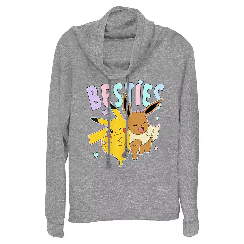 Women's Pokemon Pokemon And Eevee Besties Cowlneck Graphic Lightweight Long Sleeve,  Product Image