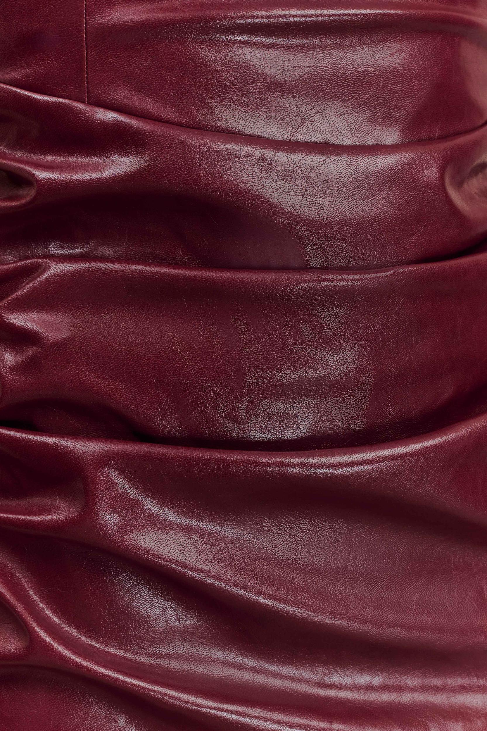 Sonia Faux Leather Midi Dress - Cherry Red Product Image