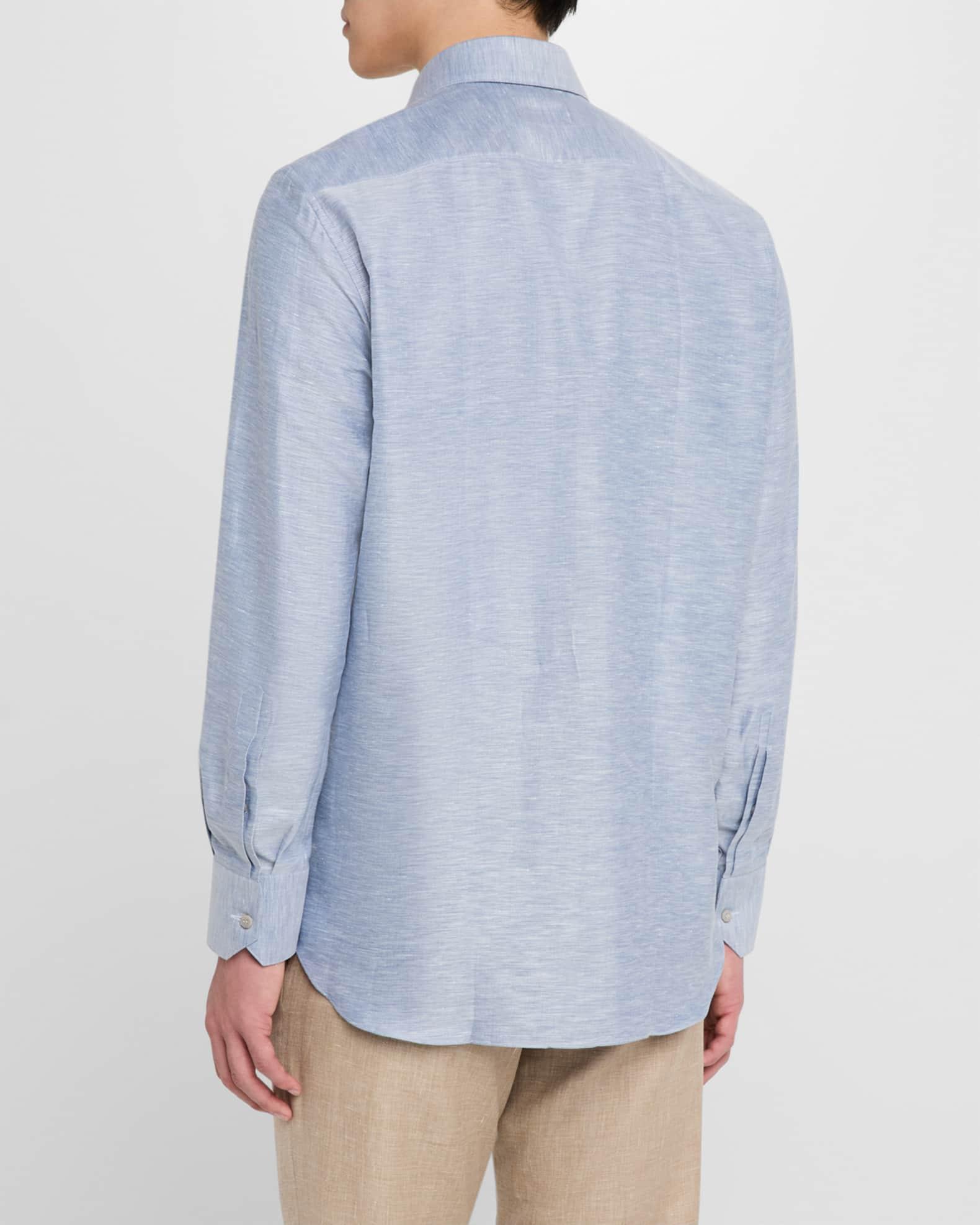 Men's Heathered Cotton and Linen Sport Shirt Product Image