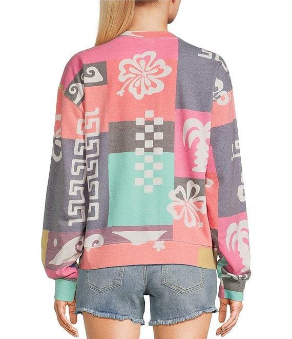 Rip Curl Keepsakes Mixed Media Patchwork Printed Long Sleeve Fleece Sweatshirt Product Image