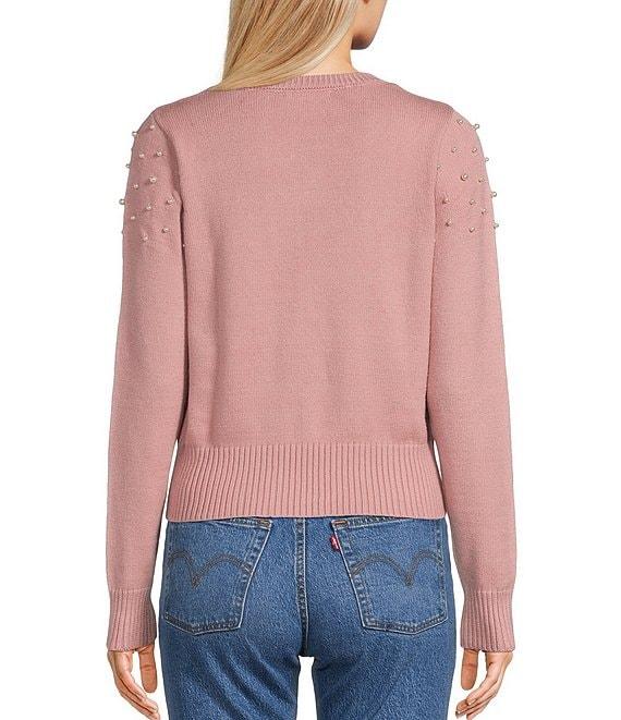 Evolutionary Long Sleeve Studded Pearl Pullover Sweater Product Image