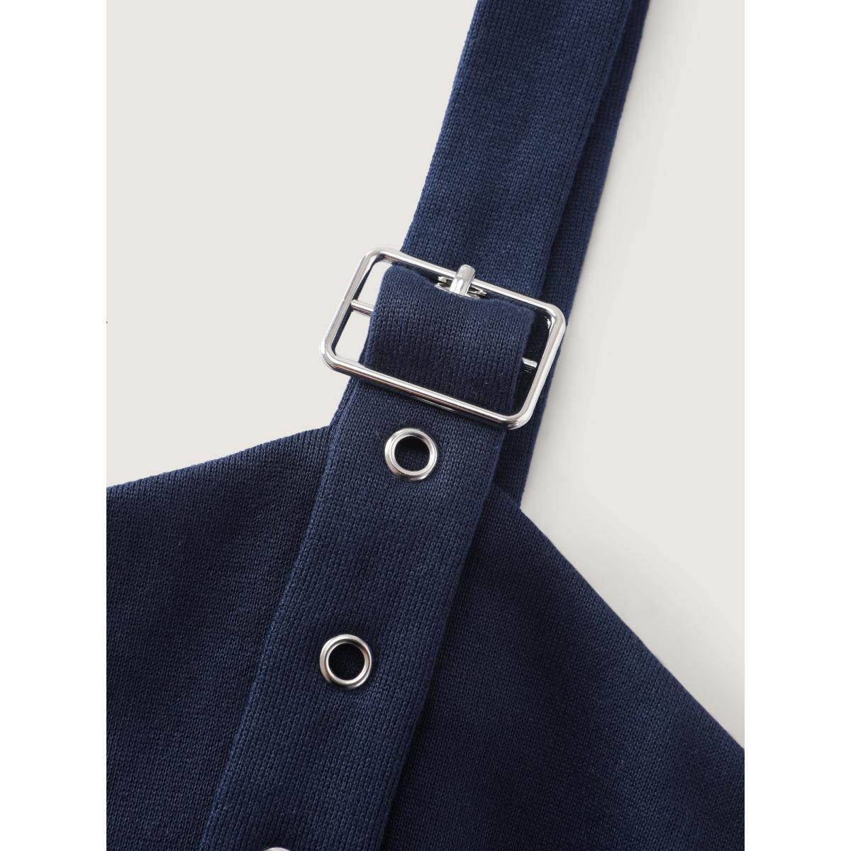 Plus Size Floral Embroidered Stretchy Adjustable Mini Dress DarkBlue Women Leisure Embroidered Non Sleeveless Curvy BloomChic 10/M Product Image