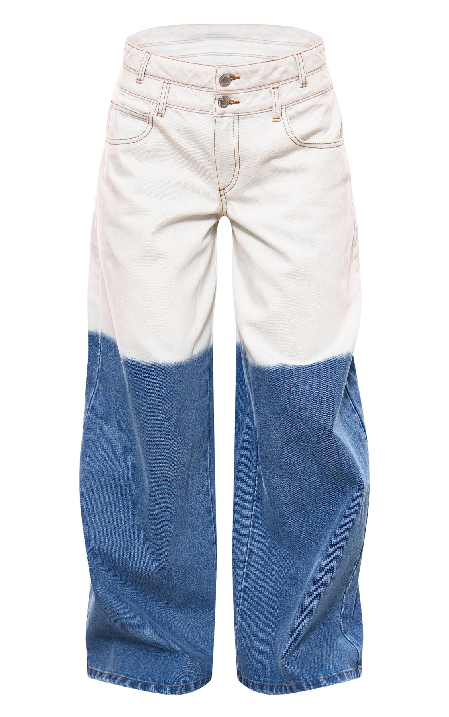 Blue Dip Dye Wide Leg Jeans Product Image