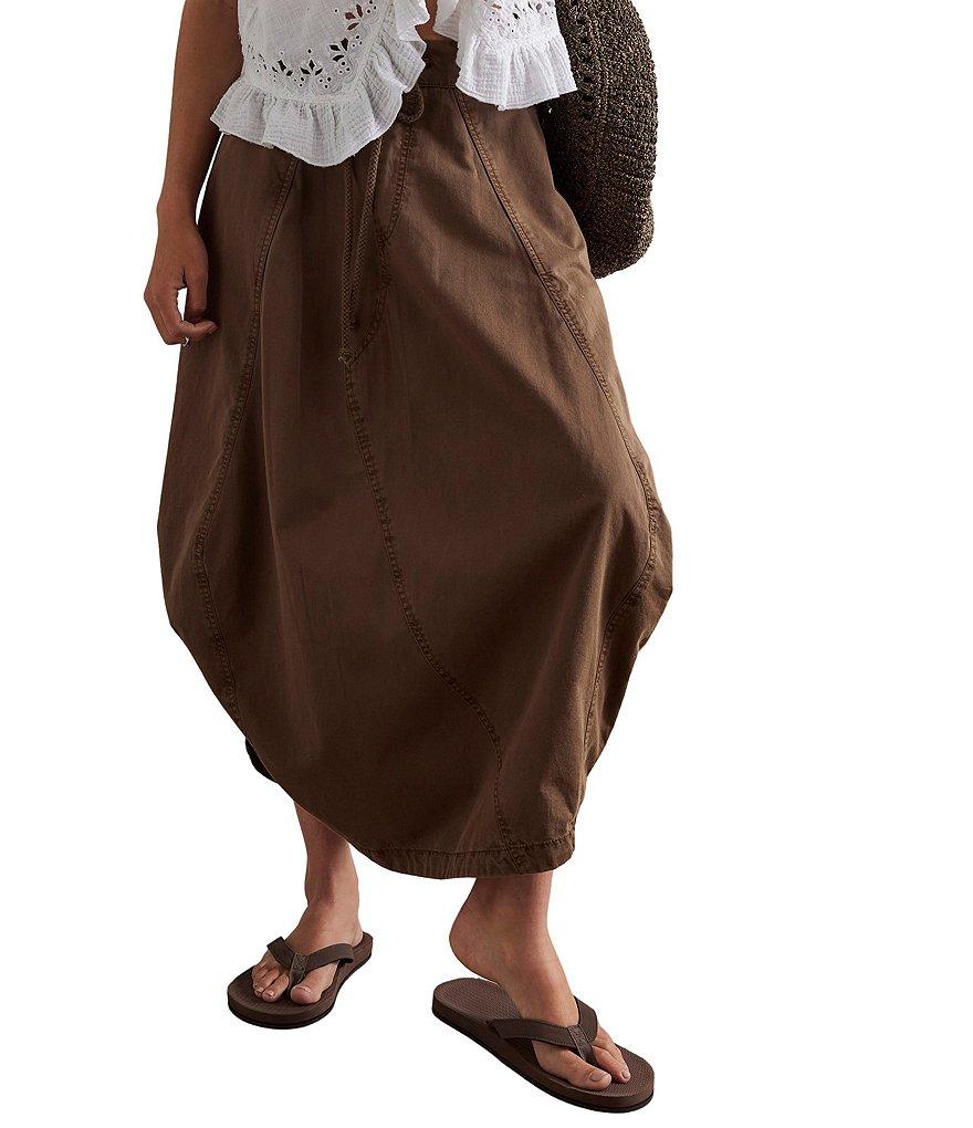 Free People Willow Poplin Mid Rise Parachute Drawstring Waist Midi Skirt Product Image