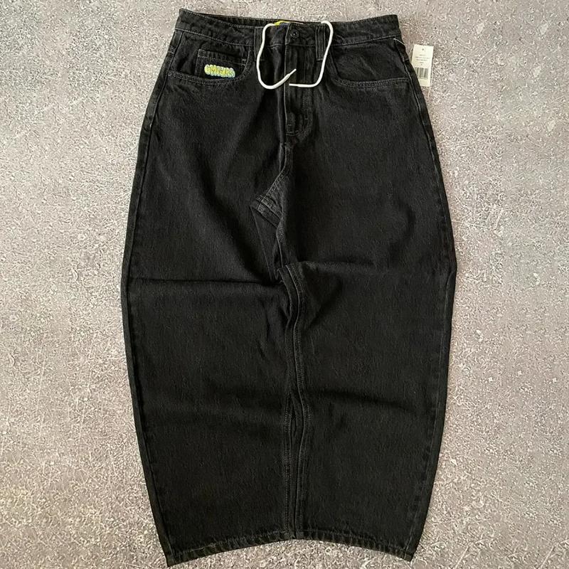 Sopula Mens Vintage Street-style Embroidered Design Loose Baggy Jeans Product Image