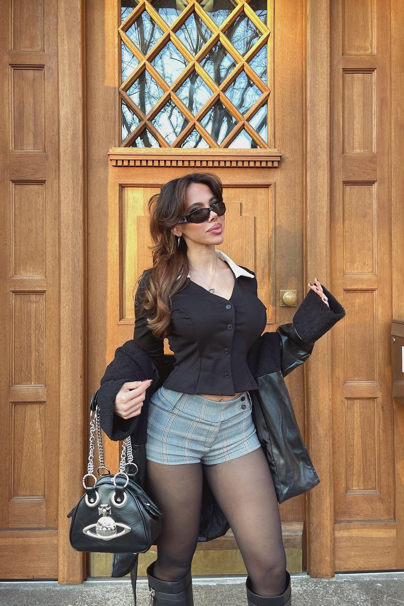 High Class Long Sleeve Cut Out Top - Black Product Image