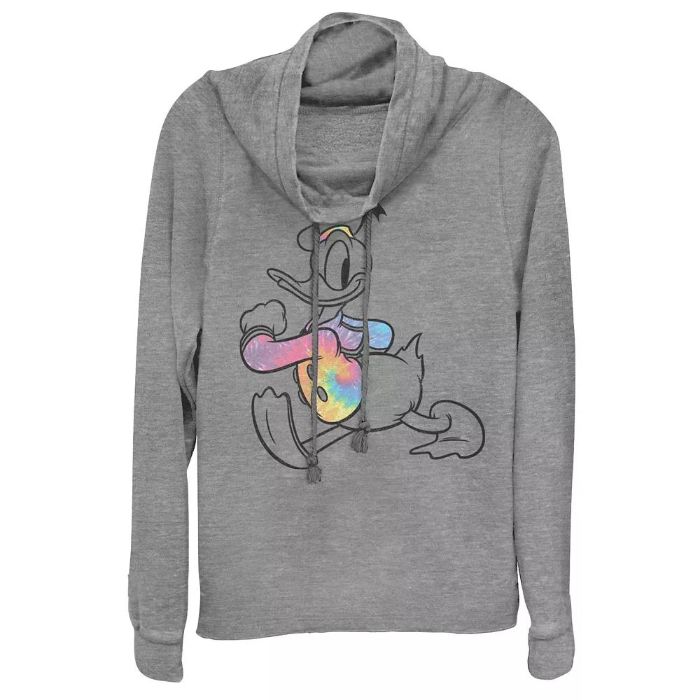 Disney's Donald Duck Juniors' Strut Tie-Dye Cowlneck Graphic Lightweight Long Sleeve, Girl's,  Product Image