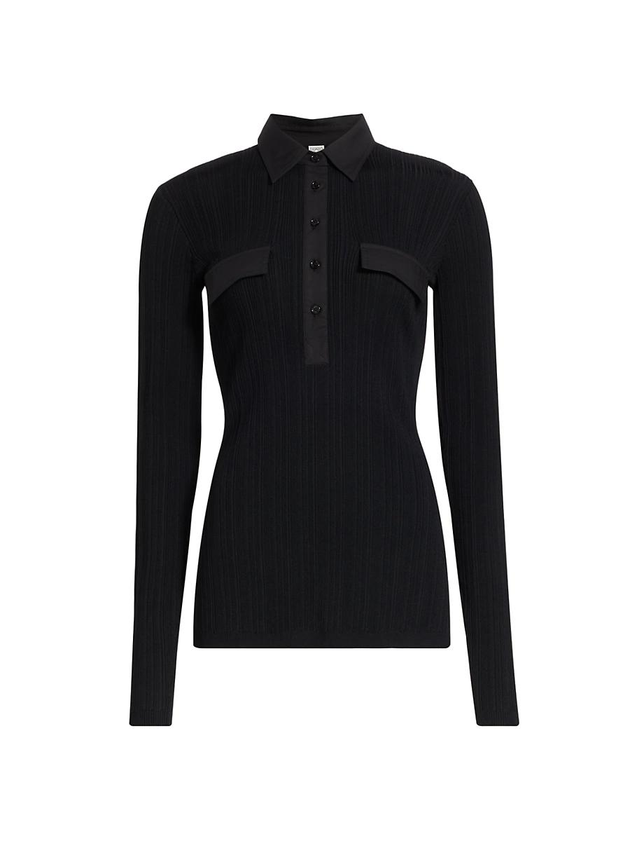 Womens Rib-Knit Slim-Fit Shirt Product Image