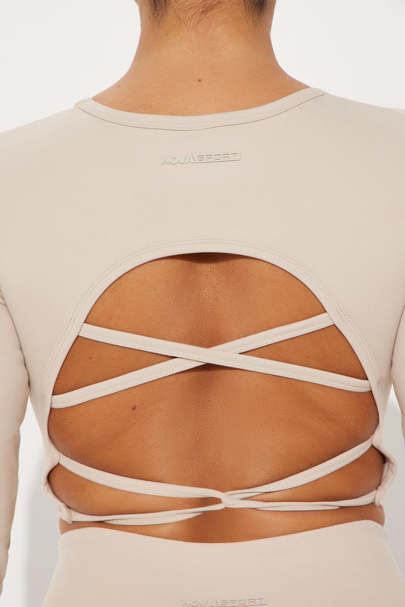 Across Your Core Super Soft Active Top - Light Taupe Product Image
