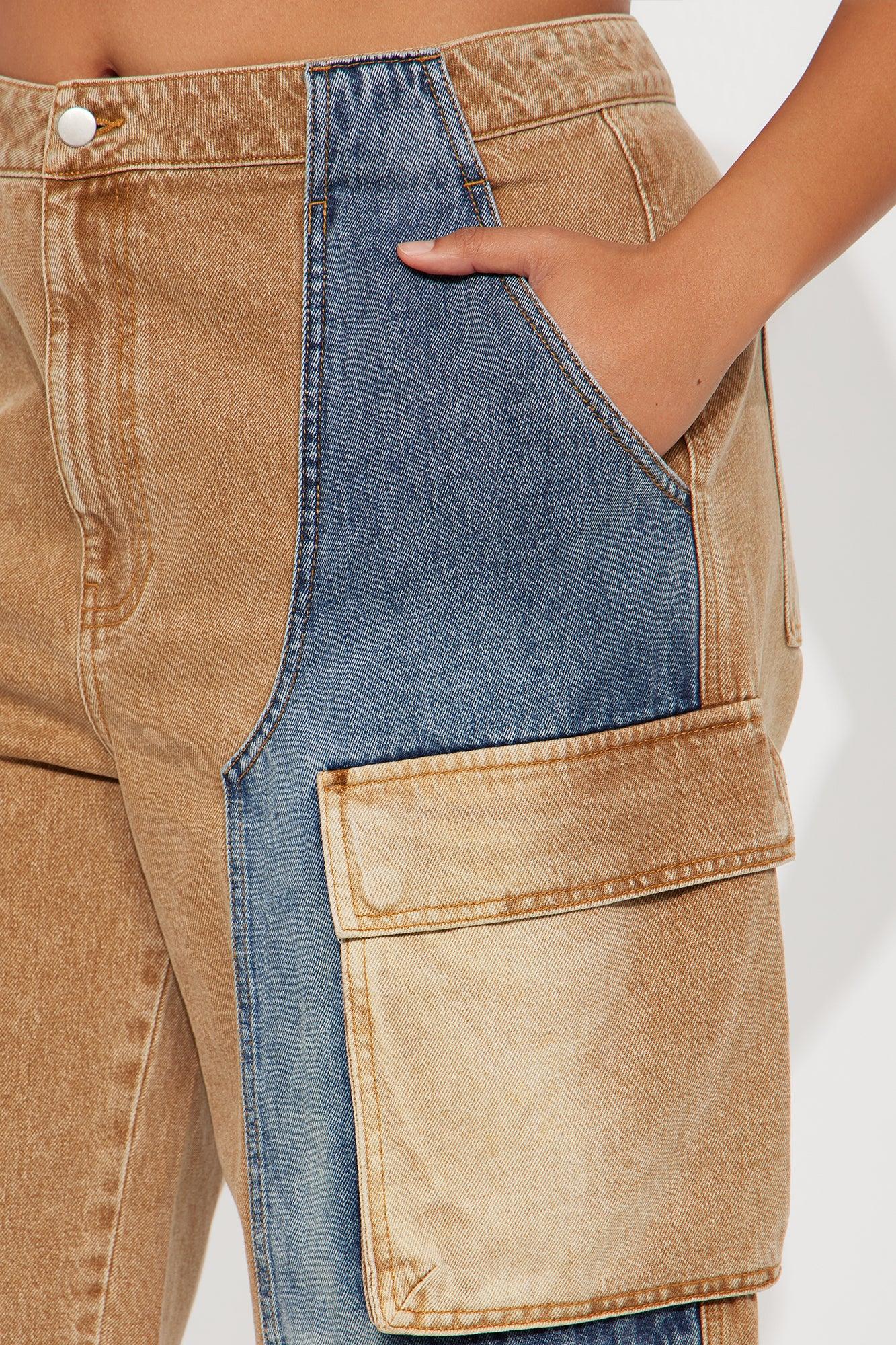 Sahara Cargo Denim Jorts - Tan/Multi Product Image