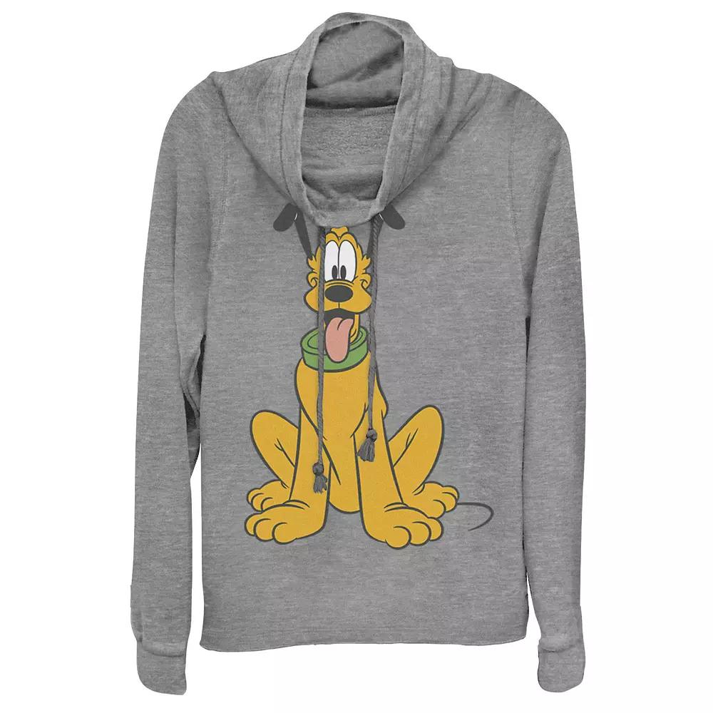 Disney's Mickey Mouse Juniors' Pluto The Dog Cowlneck Graphic Lightweight Long Sleeve, Girl's,  Product Image