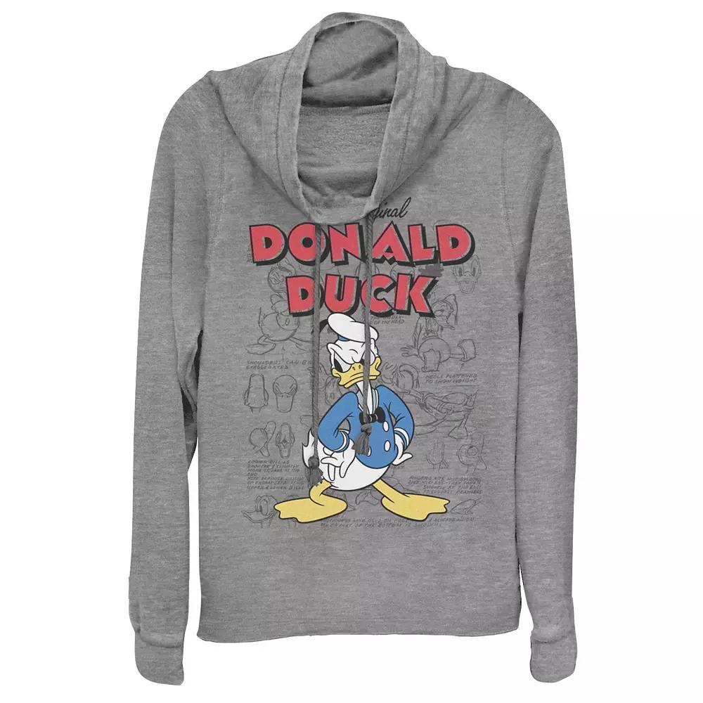 Disney's Donald Duck Juniors' Original Cowlneck Graphic Lightweight Long Sleeve, Girl's,  Product Image