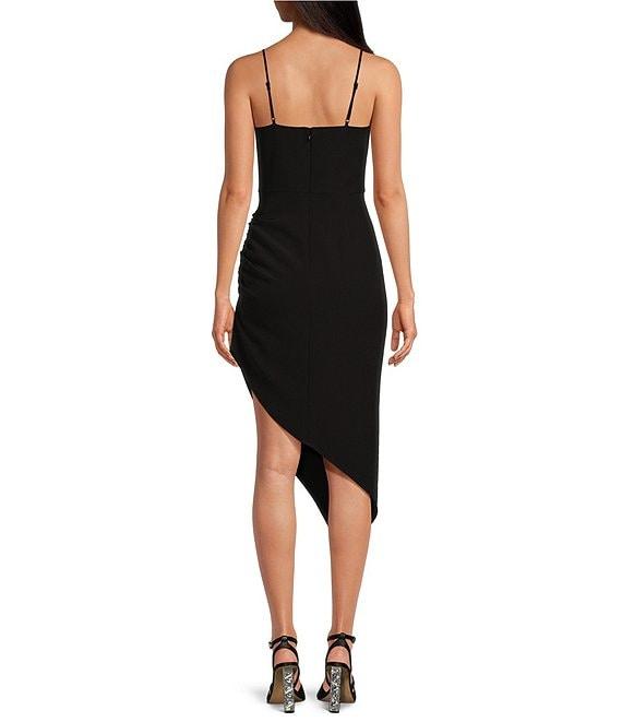 Gianni Bini Harling Crepe Square Neck Sleeveless Asymmetrical Hemline Midi Dress Product Image