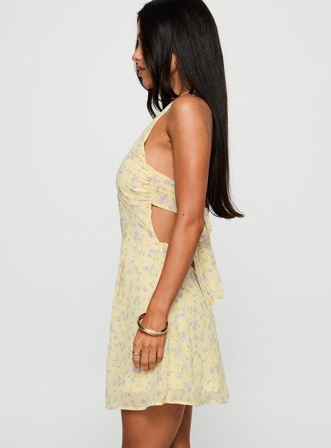 Rosamie Halter Mini Dress Cream / Floral Product Image