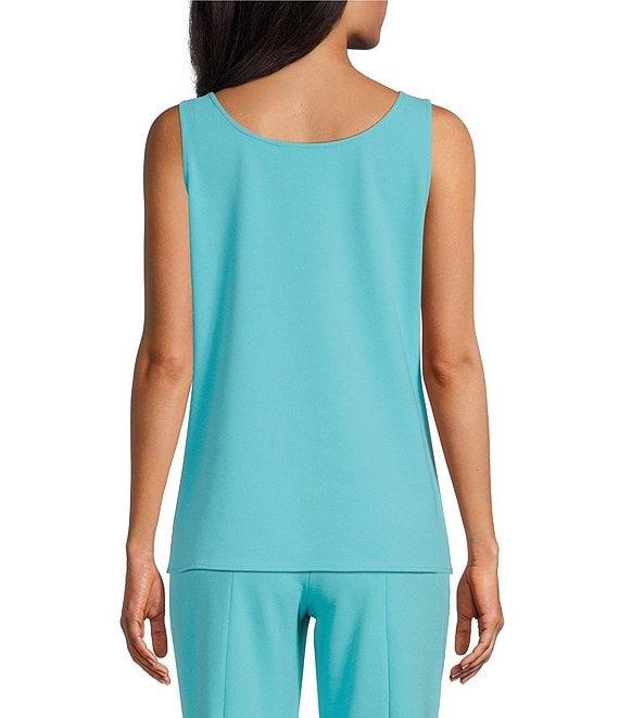 Ming Wang Stretch Deco Crepe Scoop Neck Sleeveless Top Product Image