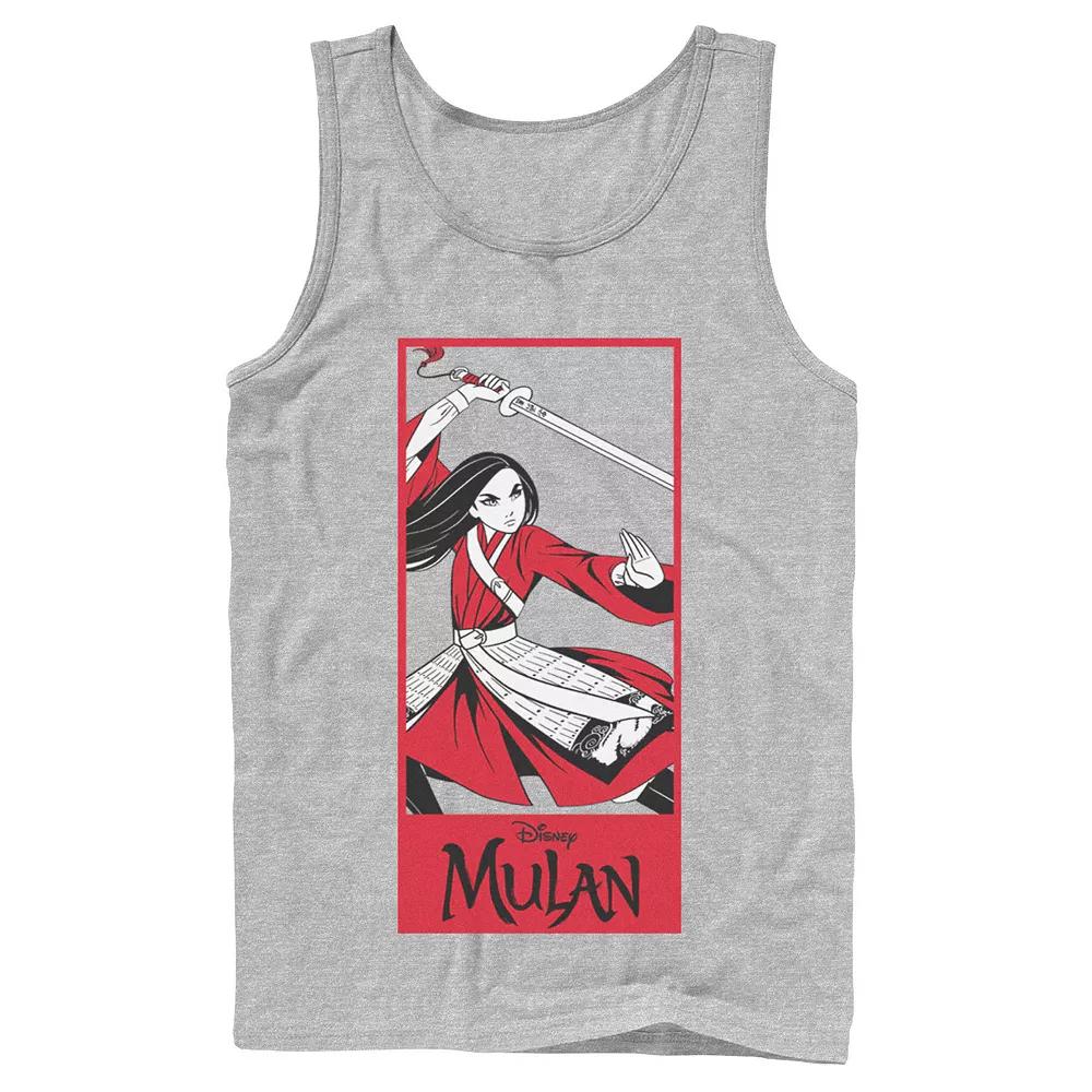 Men's Disney Mulan Live Action Mulan Action Pose Panel Tank Top, Size: Large, Athletic Grey Product Image