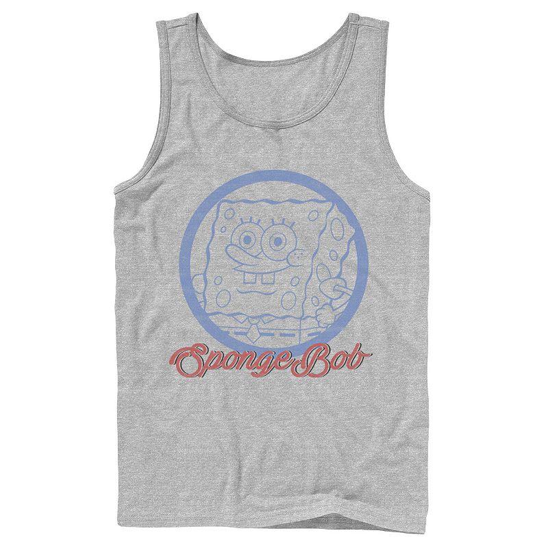 Men's Nickelodeon SpongeBob SquarePants Line Art Cursive Logo Portrait Graphic Tank Top,  Product Image