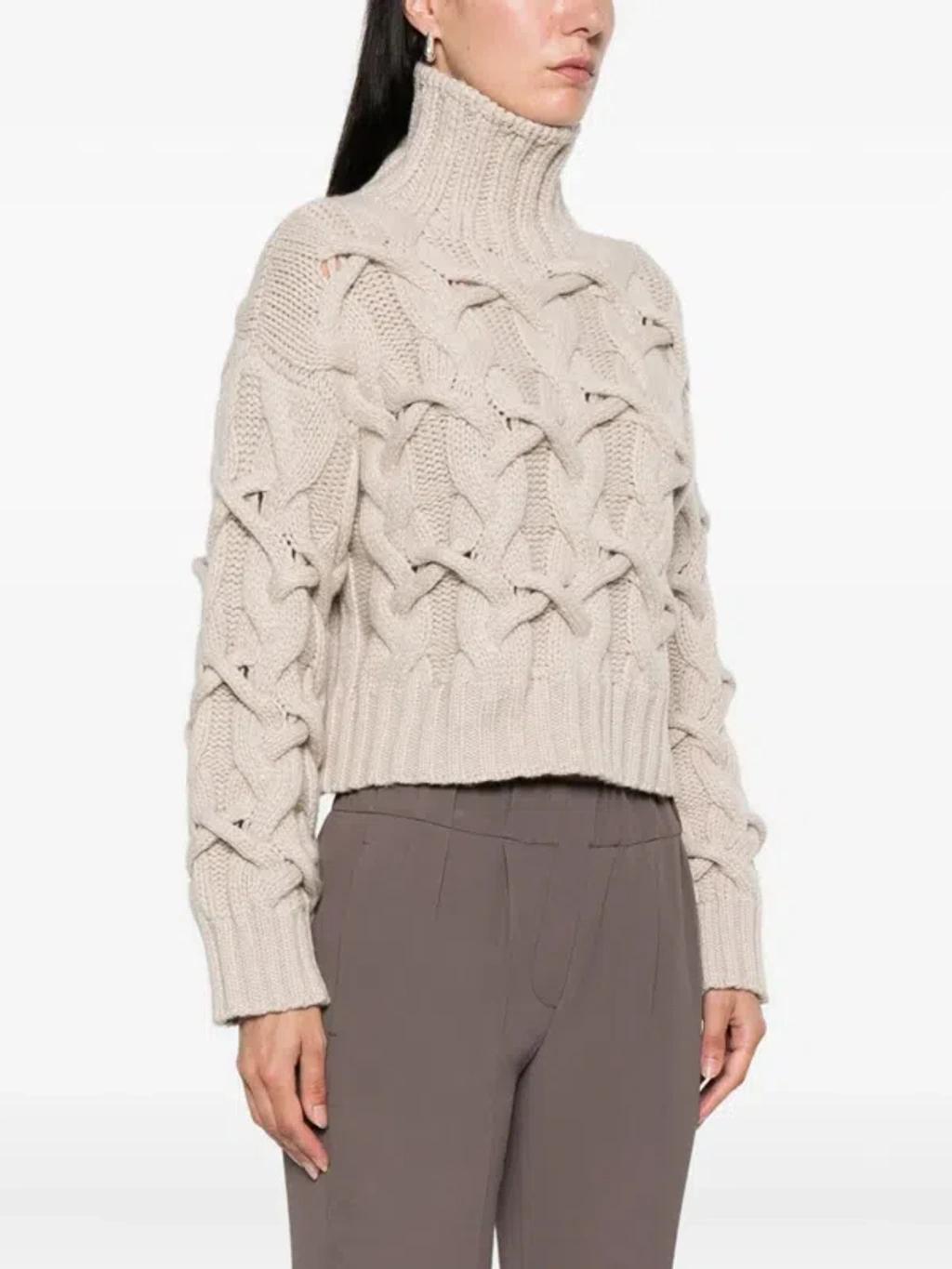 BRUNELLO CUCINELLI Braided Sweater Sweaters And Cardigans Beige In Neutral Product Image
