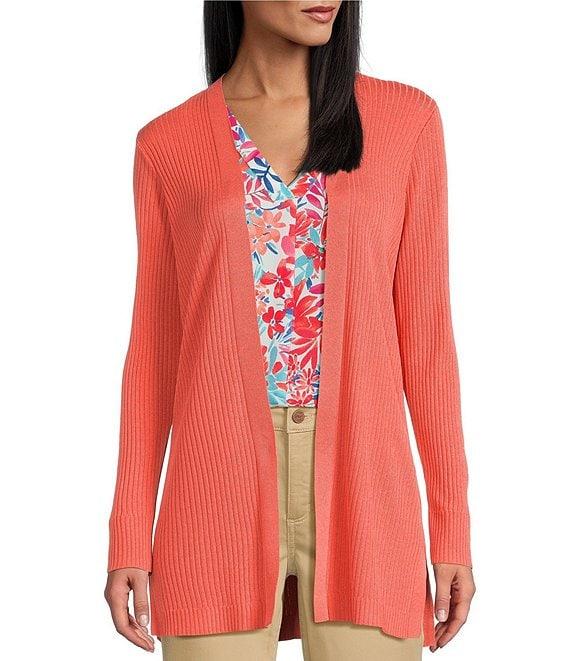 Jones New York Open Front Long Sleeve Ribbed Cardigan Product Image