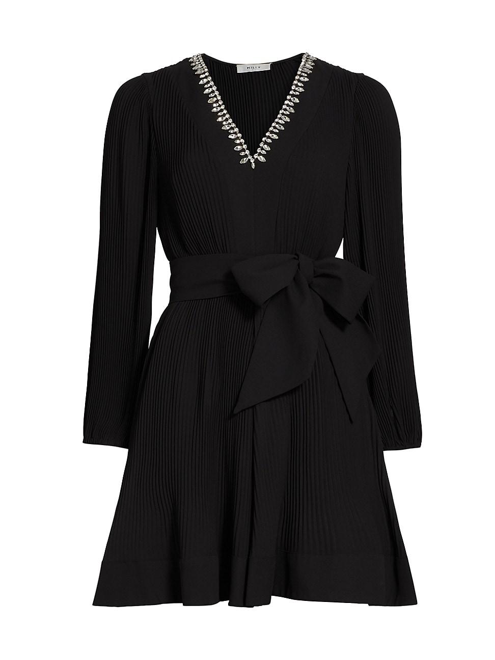 Womens Liv Embellished Pleated V-Neck Minidress Product Image
