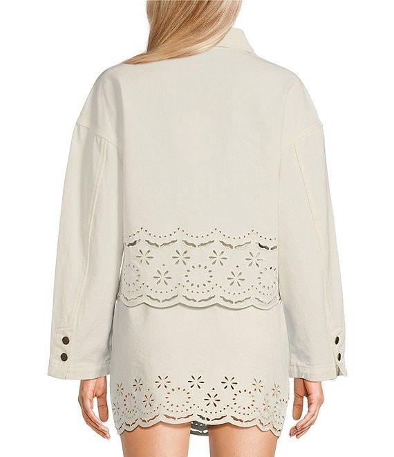 C&V Chelsea & Violet Eyelet Hem Coordinating Denim Jacket Product Image